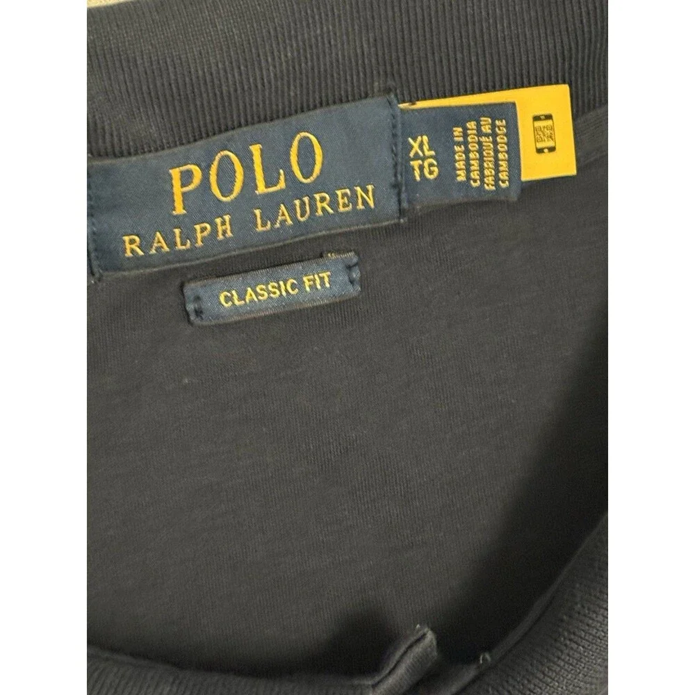 Polo Ralph Lauren Mens Polo Shirt XL Navy Blue Short Sleeve Classic Fit QR Tag